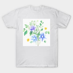 Blue Watercolor Flower T-Shirt